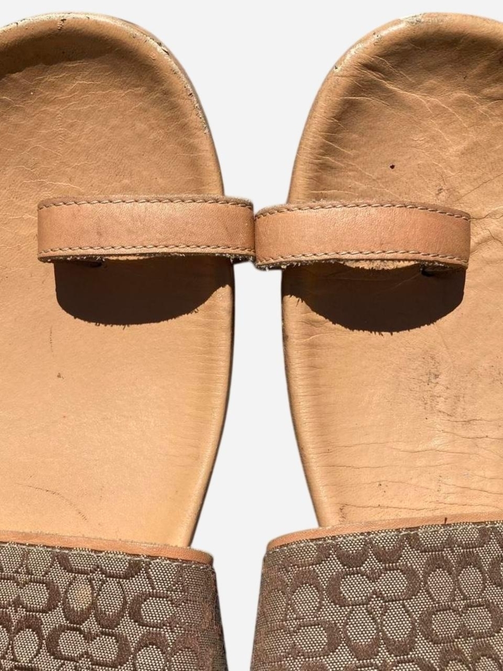 Coach Monogram Canvas Strap Slide Sandals - Tan - Picture 3 of 8